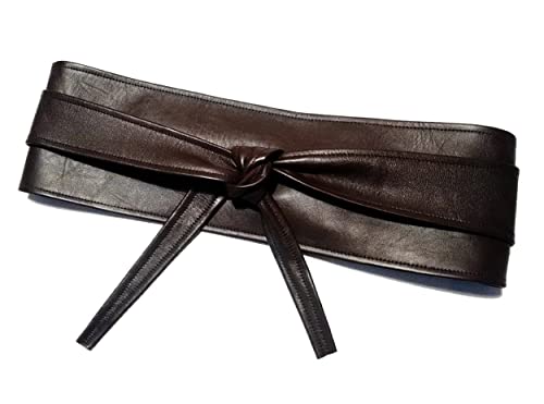 Women's Leather Belt Wrap Obi Belt Genuine leather 2.5 inches Wide Cincher Belt Waist Band Handmade2