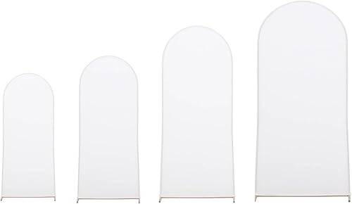Vista 57 de Efavormart - Marco de fondo redondo de elastano de 7 pies, cubierta de arco de boda de 2 lados Blanco