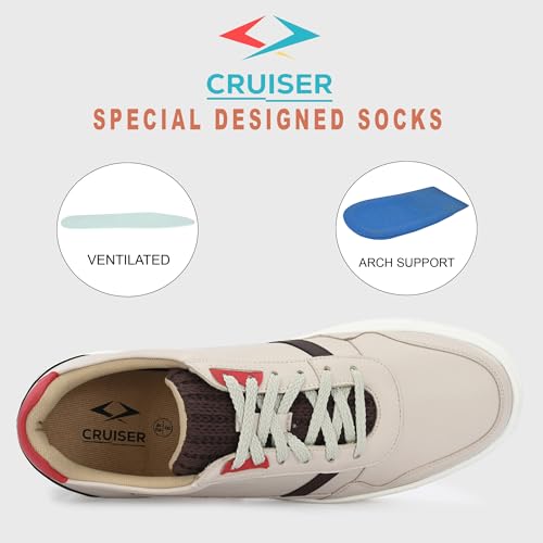 Image of Cruiser Mens Sneakers | Casual Shoes | Cone Heel Lace-Up Sneakers for a Unique Look |Experience Comfort & Style with Soft Cushioned Insole | Trendy Lace-Up Design Sneaker (2565)