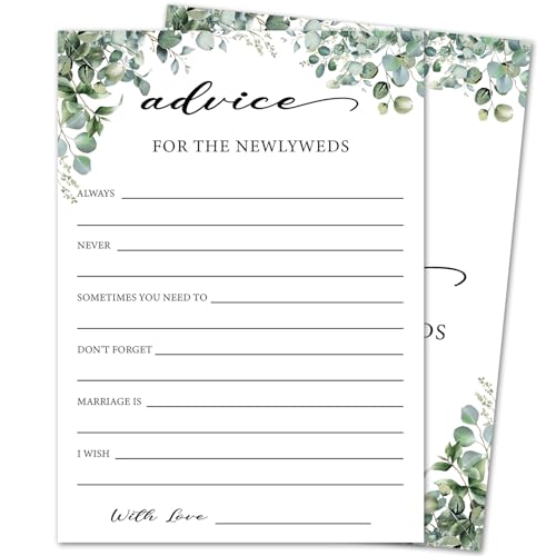 yutogan Eucalyptus Bridal Shower Game Cards - Advice for The Newlyweds, Wedding Advice and Wishes for The Mr and Mrs Bridal Shower Games for 30 Guests, Engagement Activity Supplies & Favor/A16