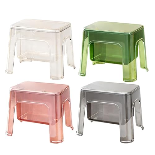 Shower Stool - Portable Clear Bathroom Bench, Bath Stool with Storage Space, Sitting Support Seat, Vanity Corner Organizer | Home Bathroom Kitchen Bedside Portable Seating Solution For Comfort Safety