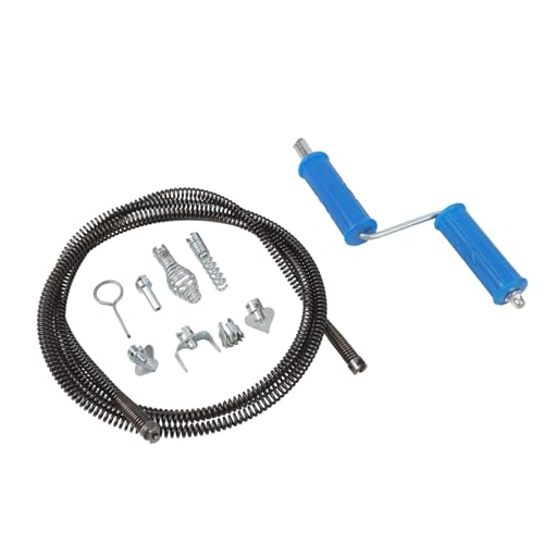 NbgrvB Tuyau de nettoyage spirale 3 m x 12 mm en acier haute résistance avec 6 têtes de coupe interchangeables