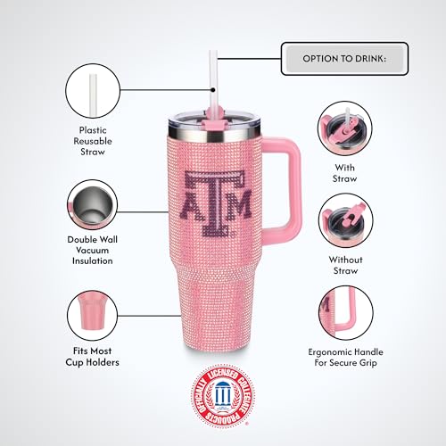 Image of The Memory Company Officially Licensed NCAA - Texas A&M University 40oz Pink Bling Game Day Tumbler