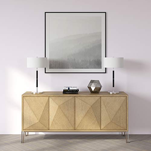 Henn&Hart TL0321 25 Inch Tall 2-Light Table Lamp With Fabric Shade In Black/Polished Nickel/White thumb #6
