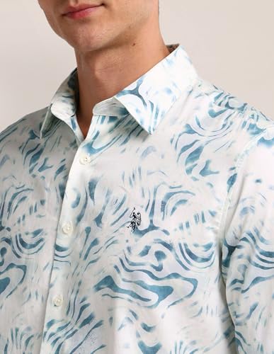Image of U.S. Polo ASSN. Printed Regular Fit Shirt for Men - 100% Cotton, Breathable & Comfortable, Full Sleeves Casual Shirt for Men