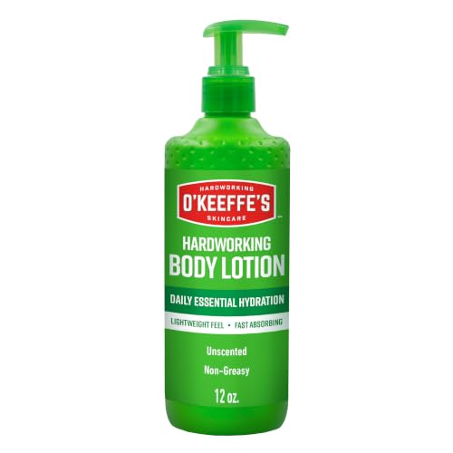 OKeeffes Hardworking Body Lotion Deep Hydration for Extremely Dry & Cracked Skin 12 oz Pump (1 Pack) Fragrance-Free & Hypoallergenic Non-Greasy Fast-Absorbing Formula