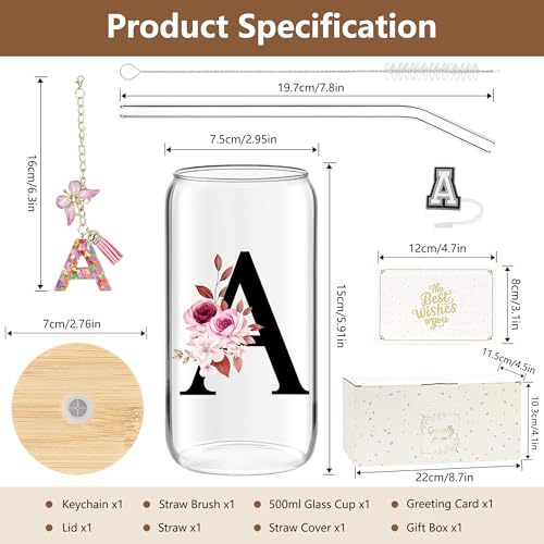 ZIOSINM Buchstaben Personalisierte Geschenke für Frauen, Glasbecher – Ansicht 2