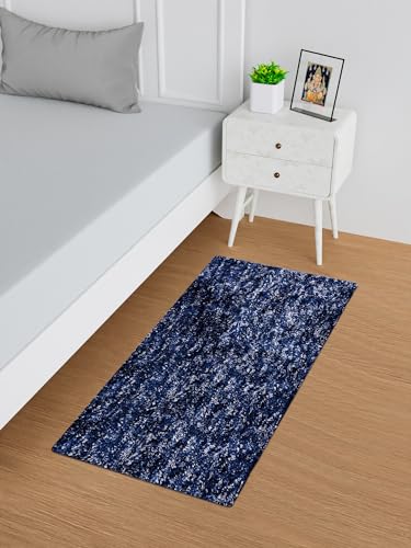 Image of Kuber Industries Bedside Runner for Bedroom & Living Room | Lexus Home Decor Carpet | Anti Skid Carpet Rug Mat | Kitchen Runner | 22x55 | Blue