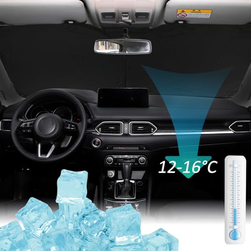 Image of ROCCS Windshield Sunshade UV Ray Reflector for 2014-2026 Dodge RAM ProMaster Full Size Cargo Van Chassis Cab Cutaway Front Window Sun Shade Shield Cover Foldable Reflective Sun Visor