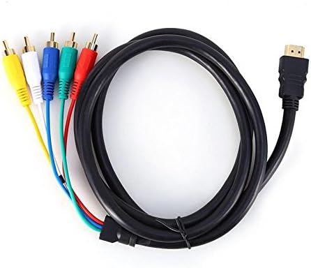 HDMI to RCA Cable,Phoebe168 5 Feet 1.5M HDMI Type A Male to 5RCA Male Plug Video Audio AV Component Converter Adapter Cable For HDTV/DVD and Most LCD Projectors (Black)