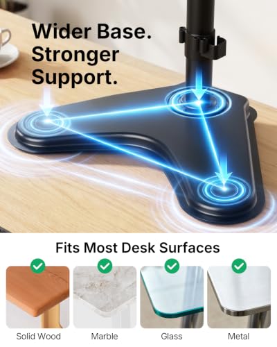 Image of HUANUO Triple Monitor Stand for 13-27 Inch Screens, 3 Monitor Mount