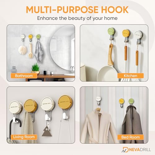 Image of Vacuum Suction Hooks with Adhesive Base, Lever Lock Wall Hooks, No Drill Stainless Steel Hook for Bathroom & Kitchen, Strong Hold for Tiles, Glass & Mirrors, Pack of 3 (PJ-1789)