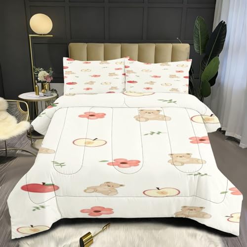 Nuphtun Edredón Matrimonial 150x200 cm | Manzana, Microfibra Hipersuave con Relleno de Algodón 200 gsm, Incluye 2 Fundas de Almohada, Calidez Abrigadora Invierno C48