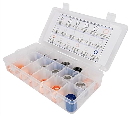 Image of 200Pcs 18 Sizes Master Oil Drain Plug Gasket Assortment Kit fit for Toyota Nissan Subaru Honda, Washers Seals Rings, Replace 11026-01M02 MD050317 803916010 90430-12031