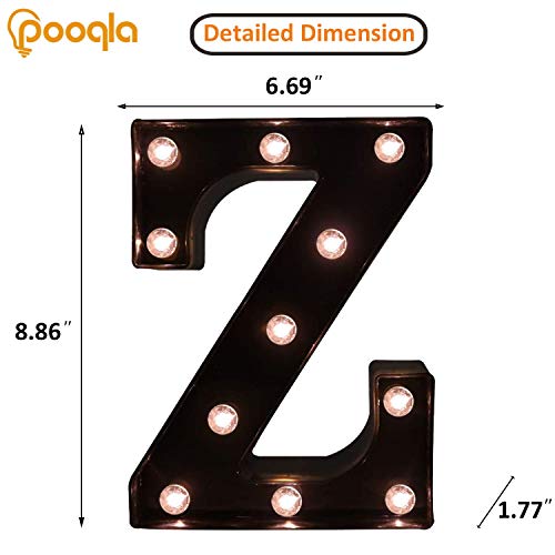 Image of Pooqla Black Light Up Letter Z, Marquee Letters Black Room Decor | LED Lighted Letters Birthday Party Decorations, Gifts for Boys Men Christmas Anniversary Night Light Home Bar Room Decoration