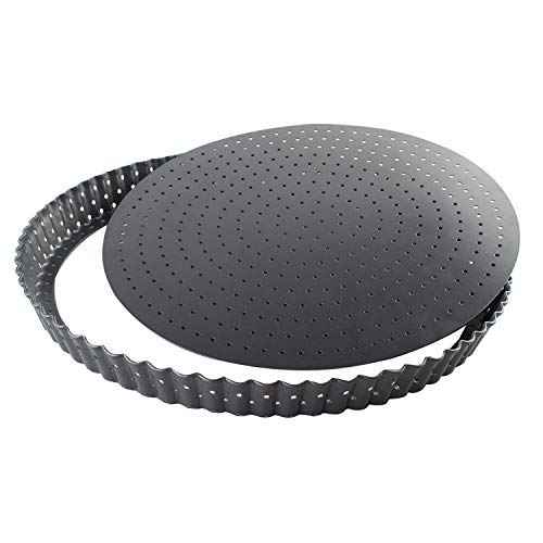 Vanly 11-Inch Perforated Quiche Tart Pan with Removable Base, Non-Stick Loose Bottom Tart Pie Pizza Pan, Round Bakeware - Thumbnail 5