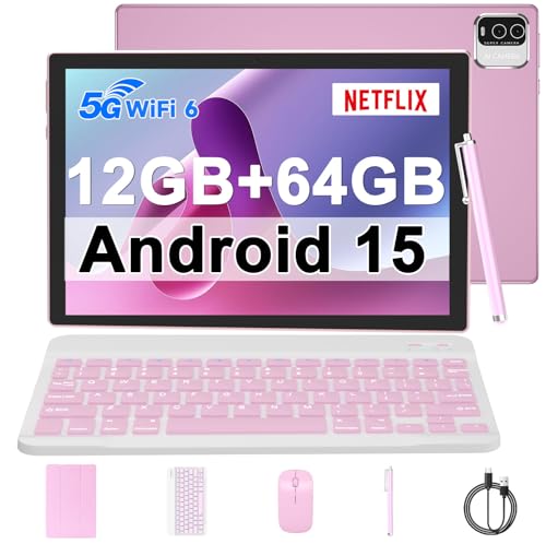 Image of IWEGGO Android 15 Tablet, 10 Inch 12GB RAM + 64GB ROM / 1TB Expansion, 1.8Ghz Quad-core Processor, 8MP Camera 6000mAh Battery, 1280*800 Touchscreen, 2 in 1 Tablets with Keyboard Case Mouse Stylus