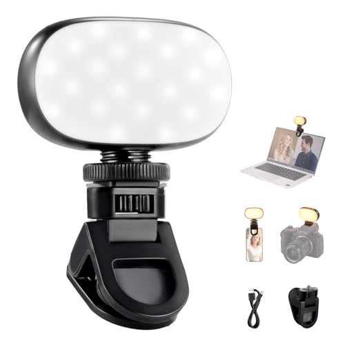 NEEWER BASICS Luce Selfie Portatile, Piccolo Faretto per Telefono Fotocamera a Clip Cold Shoe, 3W 600mAh CRI95 3 Modalità Colore Dimmerabile per iPhone iPad Laptop Webcam Zoom Videoconferenza Vlog, N9
