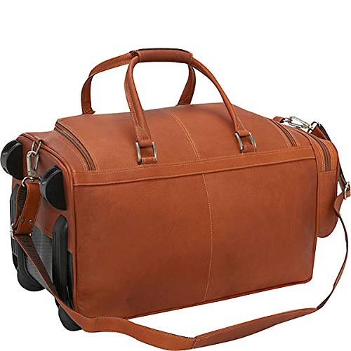Piel Leather Duffel with Pockets On Wheels, Saddle, One Size