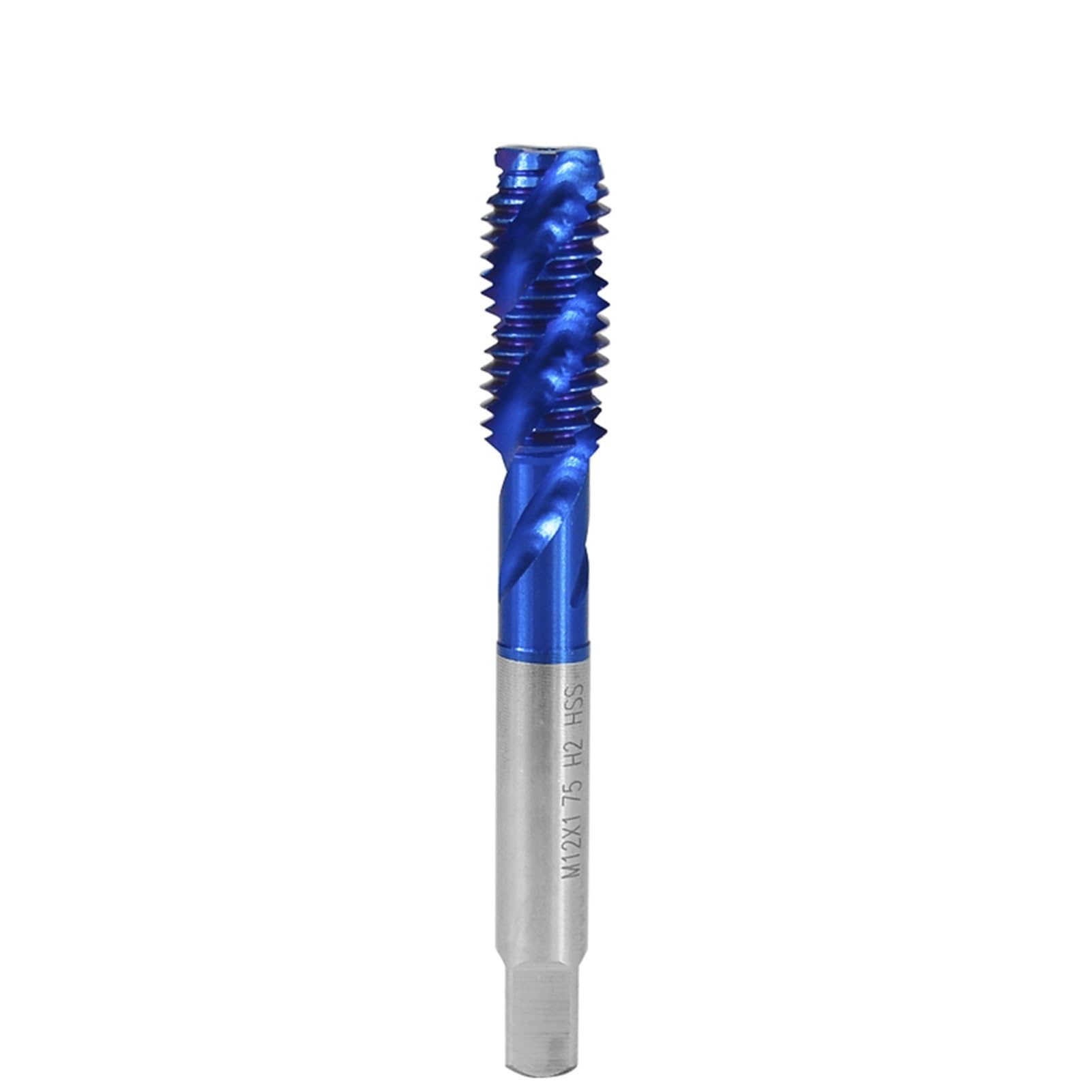 Windzerdong Metric Screw Tap HSS M2-M6 Thread Tap nanos Blue Coated Machine Plug Tap Threading Tools Spiral Tap Drill(M12x1.75,1pc)
