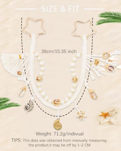 Image of Ocean Bag Charm, Pearl Braided Shell Keychain with Star Clasp