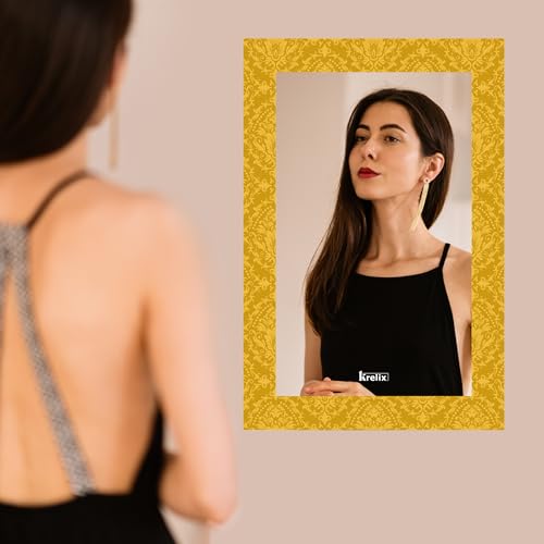 Image of KERLIX Rectangle Decorative Art Unique Fancy Digital Frameless CNC polishing Wall Mirror /Makeup Mirror /Bathroom Mirrors Size (12x18 inch). (2, 12 x 18)
