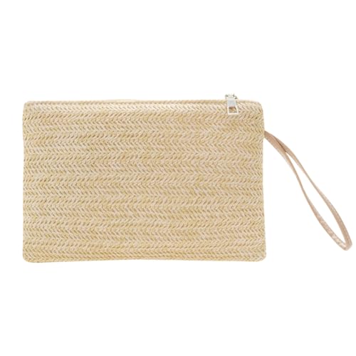 GSHLLO Bolsa feminina de palha boho bolsa de praia de verão bolsa de mão de crochê bolsa de pulso boêmia carteira de moedas tecida feita à mão para férias