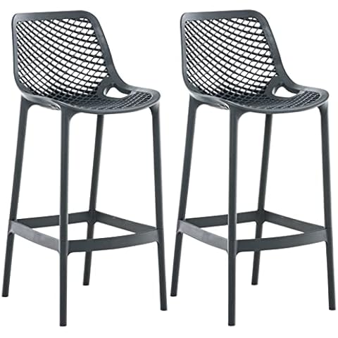CLP Set De 2 Taburetes De Bar Air para Exterior o Interior De Plástico I Sillas Altas para Cocina Impermeables, Color:Gris Oscuro Cover