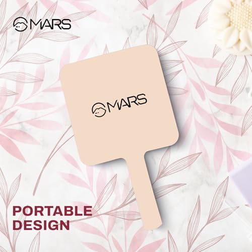 Image of MARS Makeup Mirror with Handle | HD Clear Reflection | Lightweight & Portable Design | Ideal for Precise Makeup Application and Travel Use | Black