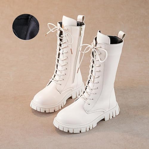 Girls Boots Lace Up Bowknot Non-slip Booties Outdoor Combat Shoes Riding Mid Calf Punk Bootie for Little Girl Boot2