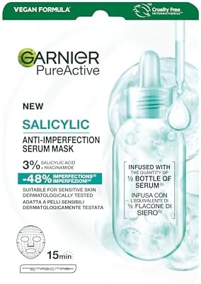 Garnier PureActive Salicylic Anti-Imperfection Serum Mask - Reduziert sichtbare Poren und Unvollkommenheiten - 1 Stück