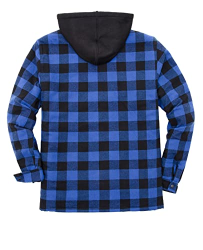 Image of ZENTHACE Men's Quilted Lined Hooded Plaid Jacket,Zipper & Snap Closure
