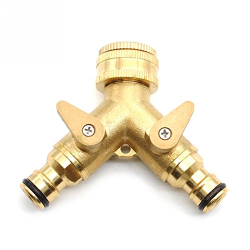 RBS Water Hose Y Splitter 3/4 Solid Brass Two-Way 2-Way Metal Garden Valve On/Off