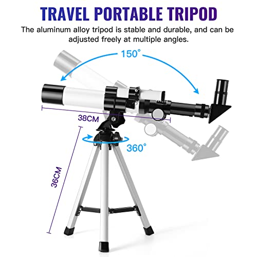 Image of Telescope for Kids, Uverbon F40040 Astronomical Telescopes with Finder Scope Compass and Tripod Refractor Telescope for Kids and Beginners
