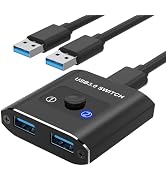 USB Switch, USB 3.0 Switch, Bi-Directional USB Switcher 2 in 1 Out/1 in 2 Out, Aluminum USB Switc...