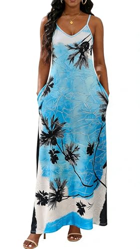 Image of vunahzma Womens Casual Fashion Sleeveless Plus Size Loose Long Sexy Maxi Dress with Pockets