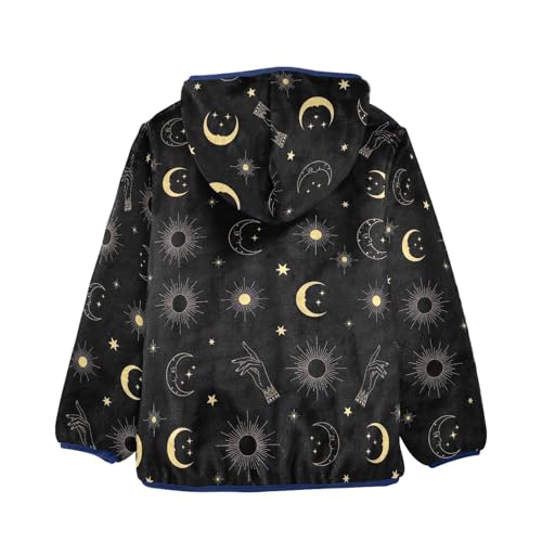 CHIFIGNO Golden Celestial Motifs Boy Zip up Hoodie Lightweight Warm Fleece Jacket 3T2