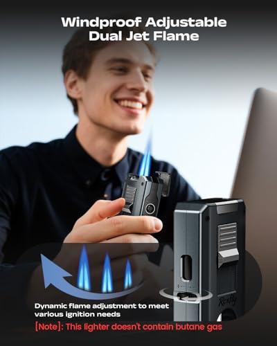 Encendedor antorcha 5 en 1 con accesorios y llama dual miniatura 2