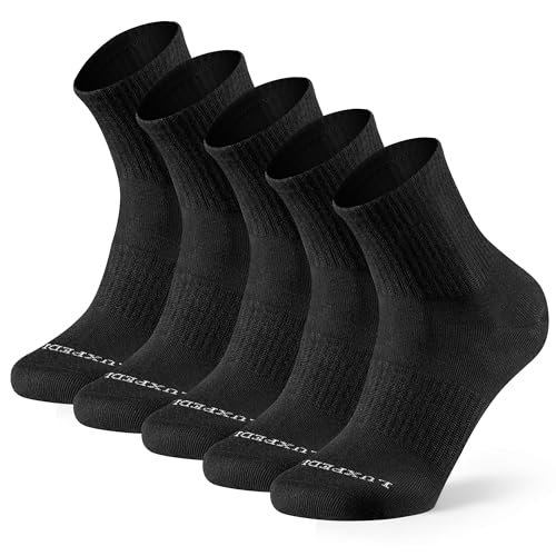 Women's Athletic Casual Quarter Crew Socks, Seamless Toe Arch Support Soft Breathable, 5 Pack