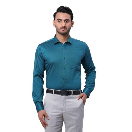Image of Park Avenue Men's Slim Fit Structure Pattern Pure Cotton Semi Cutaway Collar Full Sleeve Formal Shirt