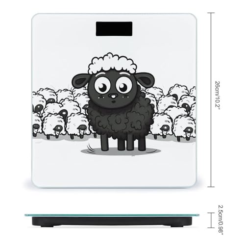 Báscula digital de baño con diseño de oveja blanco y negro miniatura 2