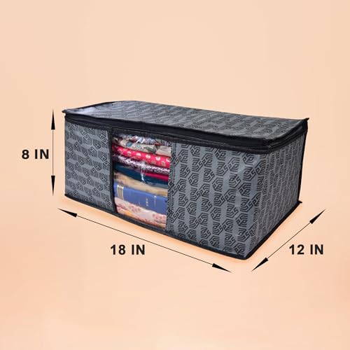 MERAO Non-Woven Printed Saree Cover/Cloth Storage/Wardrobe Organizer For Clothes with Transparent Window (PACK OF 10) 7 41BJKj8l9jL