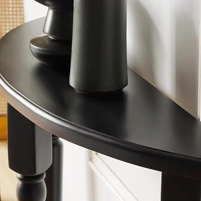 Half Moon Console Table with Storage | Narrow Wooden Entryway Accent Table | Solid Semi-Circle Design for Living Room, Hallway, Foyer, Entrance (60cm/23.6in) 3