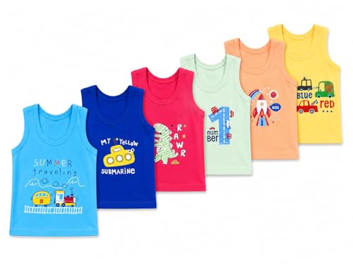 Image of BODYCARE Unisex Baby Vest Sleeveless Cotton Baniyan | Kid's Sando Baniyan, Kids Vest | Soft & Breathable Baby Jabla |Toddler Innerwear for Boys & Girls, Cute Prints | Multicolor| Pack of 3