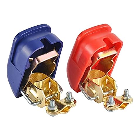 1 Pair Quick Release 12V Battery Terminals Clamps Connectors for Car Caravan Motorhome (Red and Blue) Cover
