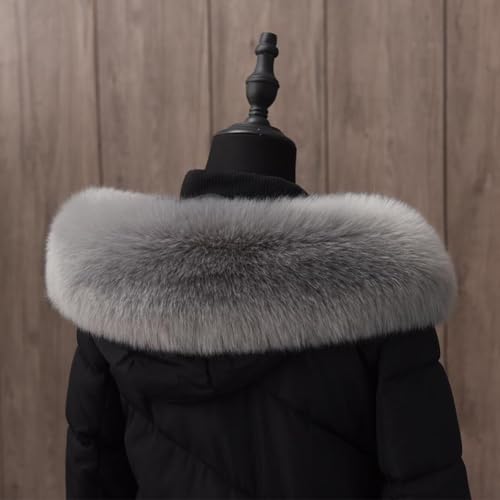 Tong Gu Faux Fur Hood Trim Replacement Fluffy Collar Detachable for Winter Coat (Navy Blue,One Size)3