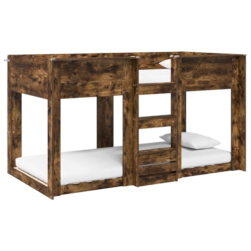 vidaXL Lit Superposé pour Enfants Chêne fumé 90 x 190 cm, Lit pour Enfants stylé, Cadre superposé Moderne, Design Gain de Place, mobilier Durable