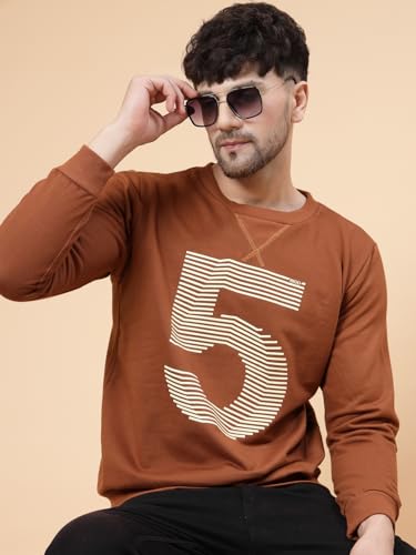 Image of Rigo Fleece Printed Round Neck Sweatshirt for Men | Full Sleeves Sweatshirt for Men | Casual Wear & Stylish Sweatshirts for Men