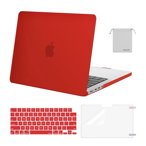 Image of MOSISO Compatible with MacBook Pro 14 inch Case 2025 2024 2023 2022 2021 M5 M4 M3 M2 M1 A3434 A3112 A3185 A3401 A2918 A2992 A2779 A2442, Hard Shell&Keyboard Cover&Screen Film&Pouch,Red