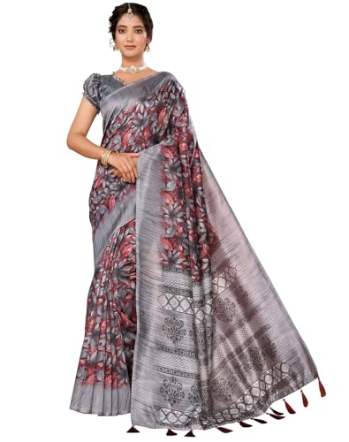 Yashika Damen Kunst Seide bedruckt mit Quasten unbestickt Bluse Material Stil... - Bild 11 von 13